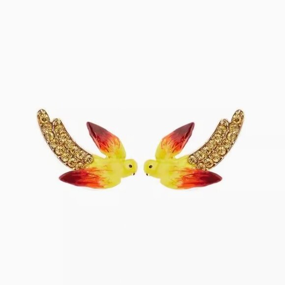 LES NEREIDES Yellow budgie post earrings - Picture 1 of 3